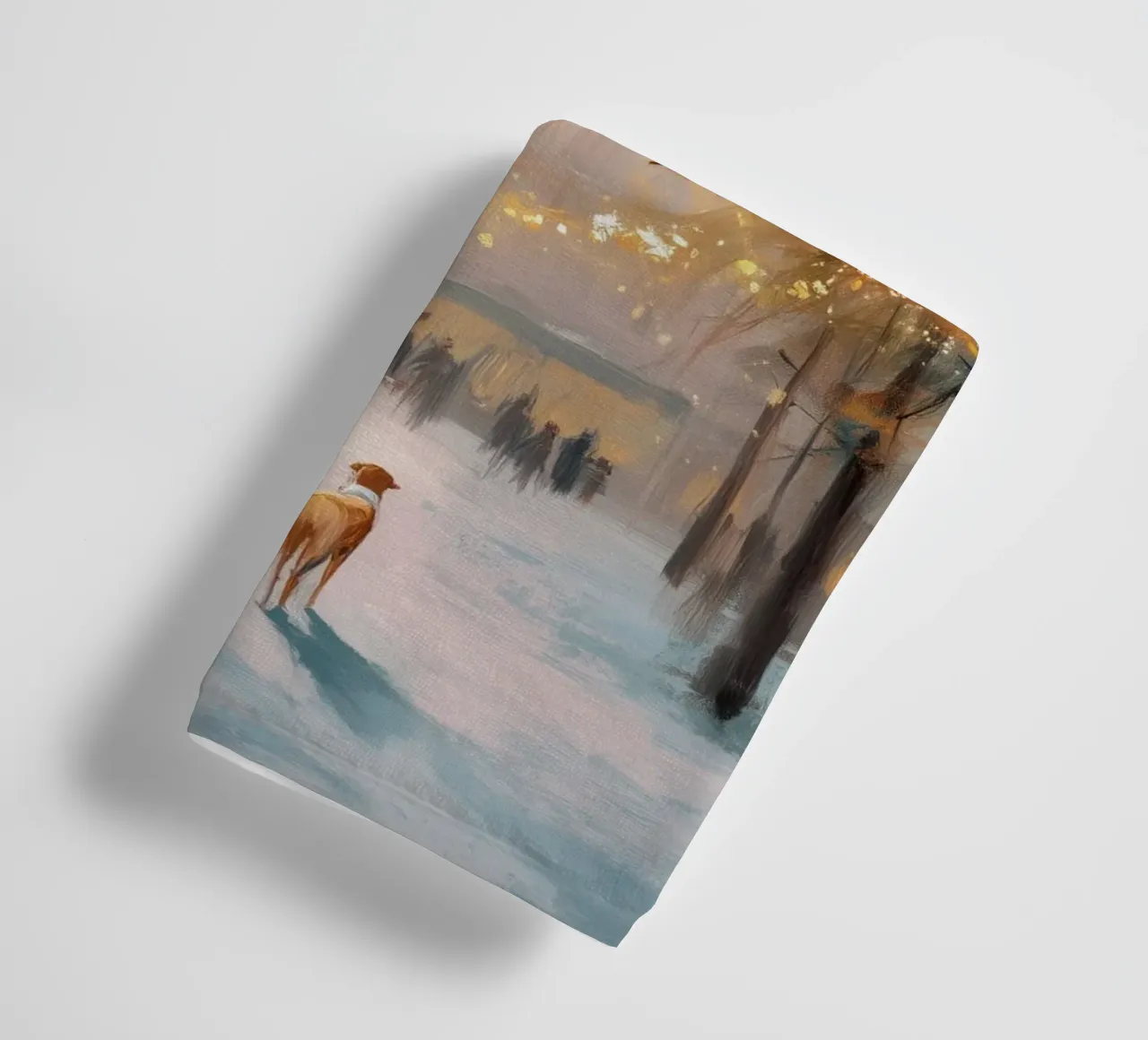 Paris Café In Winter Snow With Dog And Eiffel Tower View towel by Holiday Hearth Prints