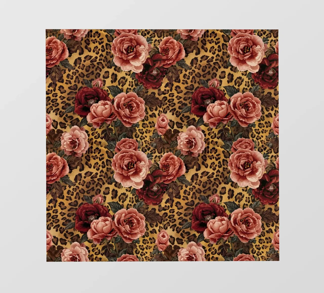 Leopard Rose Pattern fotobehang van AzStore11