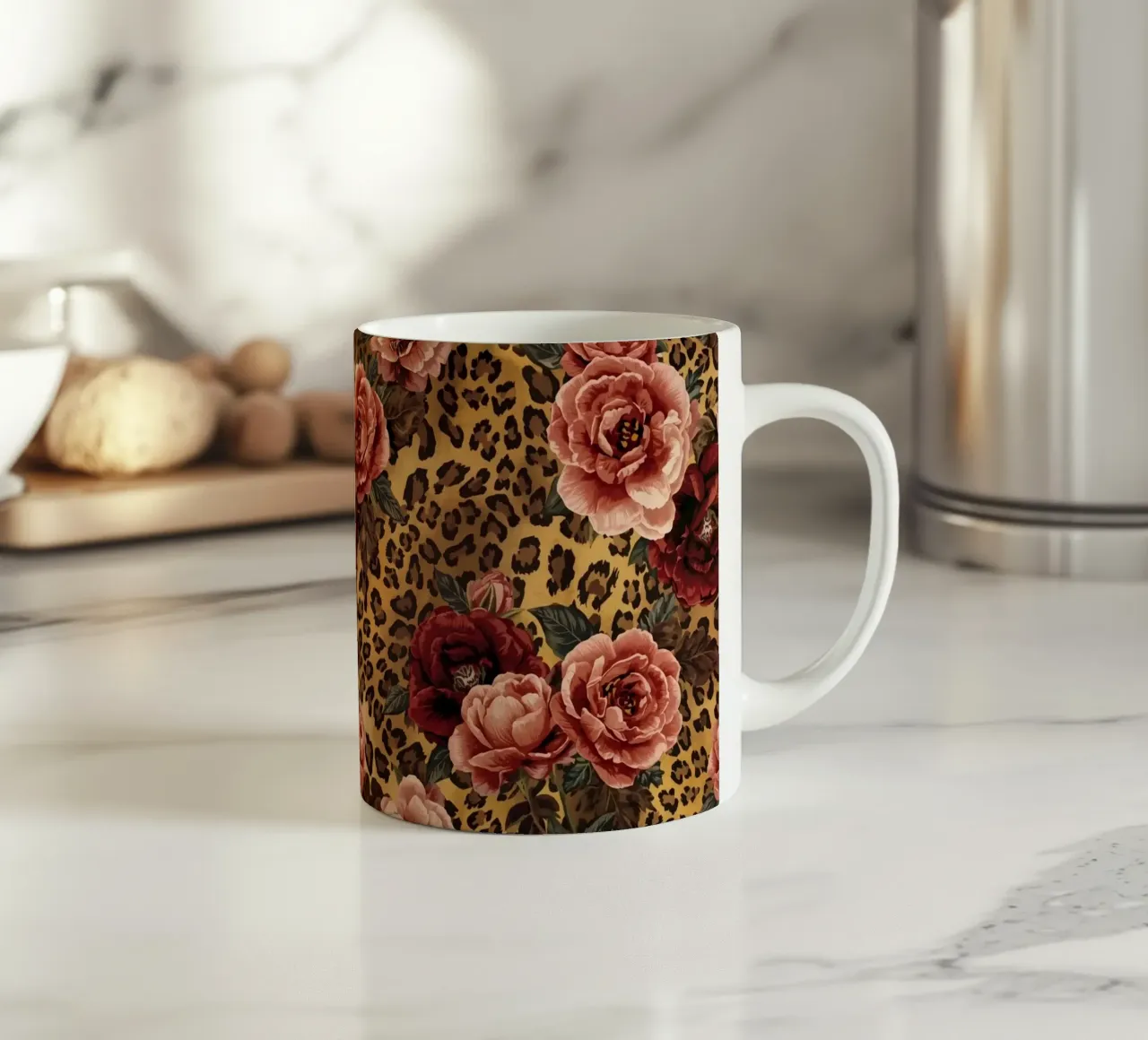 Leopard Rose Pattern tazza in ceramica da AzStore11
