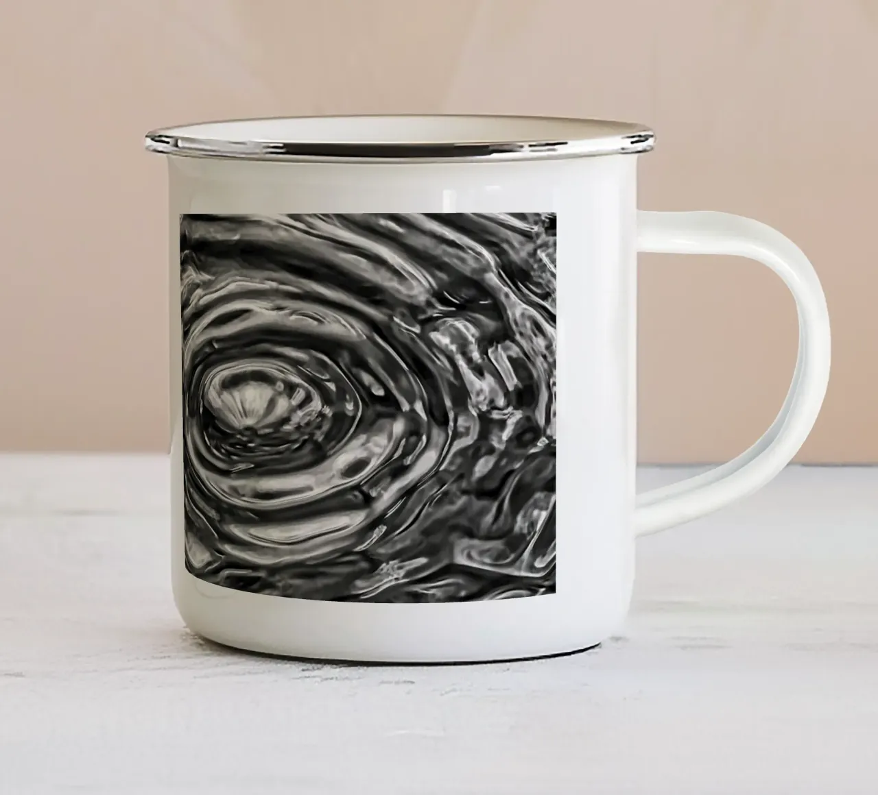 Scheletro liquido - Struttura astratta dell'acqua tazza in smalto da Romy Mueller Waterworld