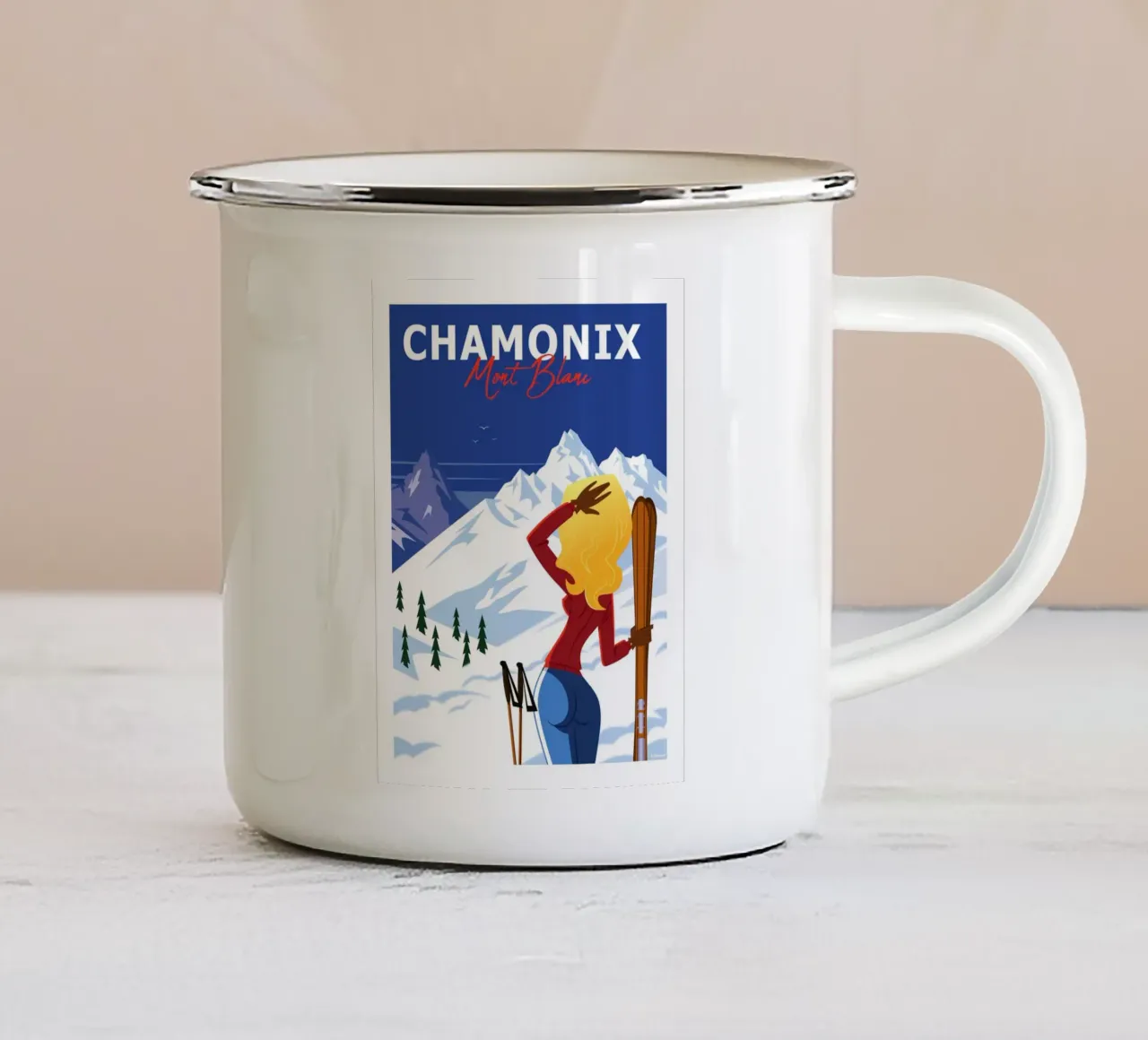Chamonix Monte Bianco tazza in smalto da Raphaël Delerue