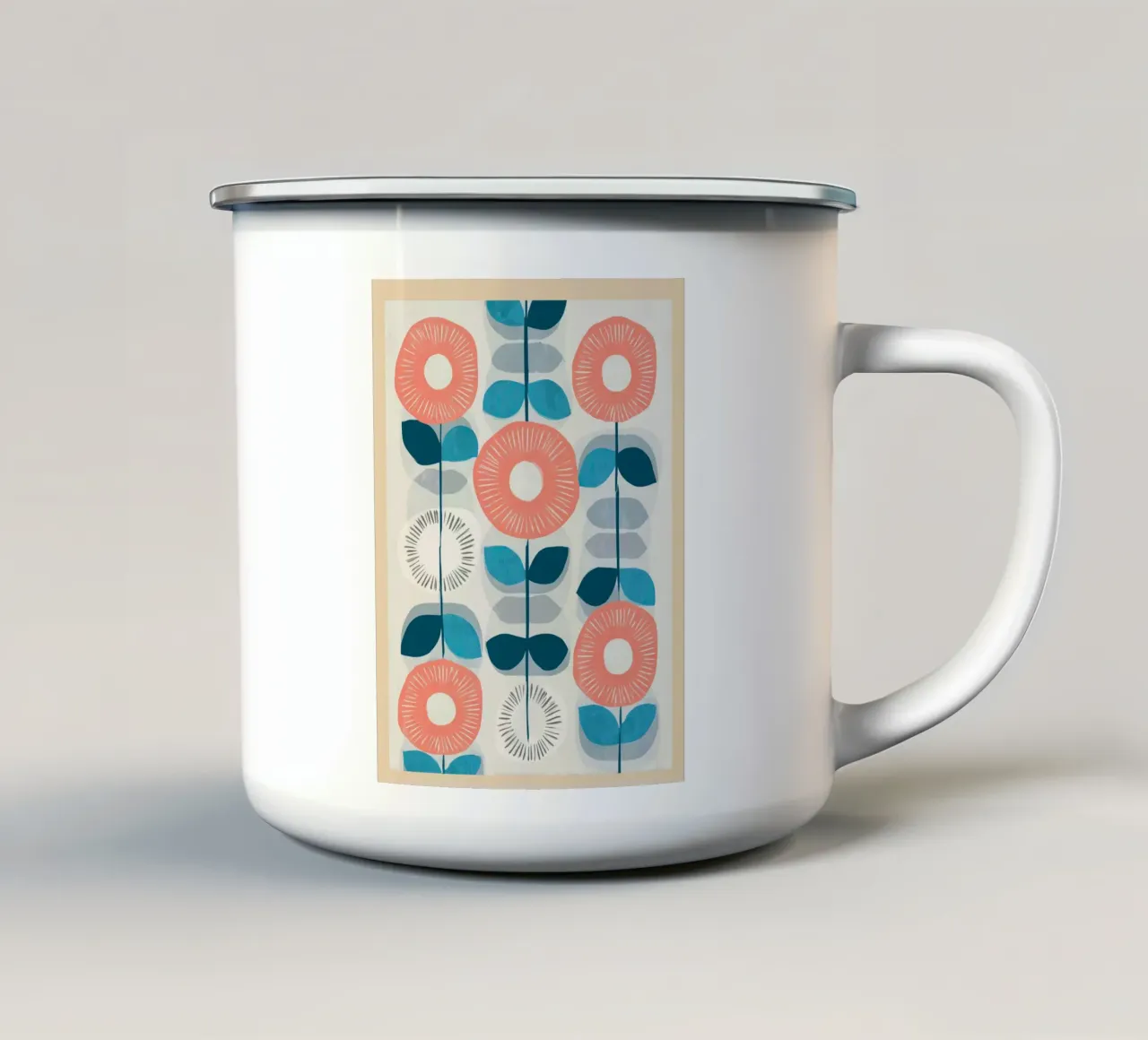 Fiori di stelo di metà secolo tazza in smalto da Sienna Atelier