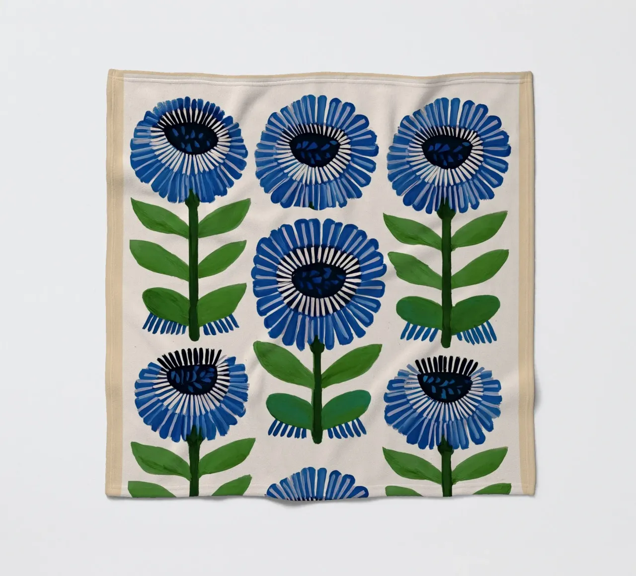 Arazzo Azure Bloom coperta in pile da Sienna Atelier