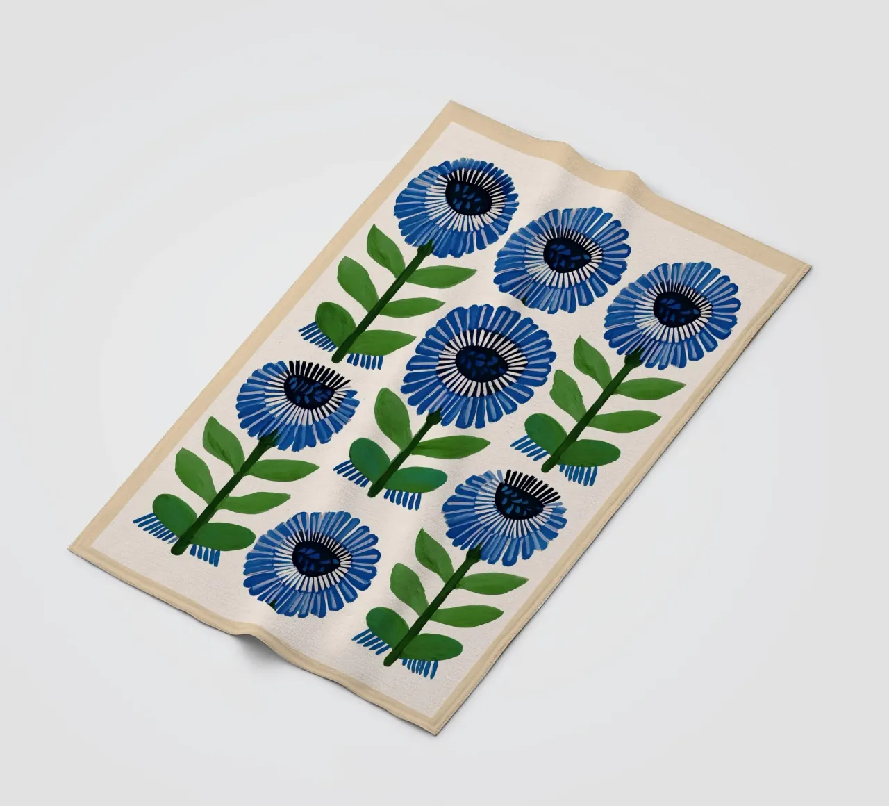 Arazzo Azure Bloom coperta in pile da Sienna Atelier