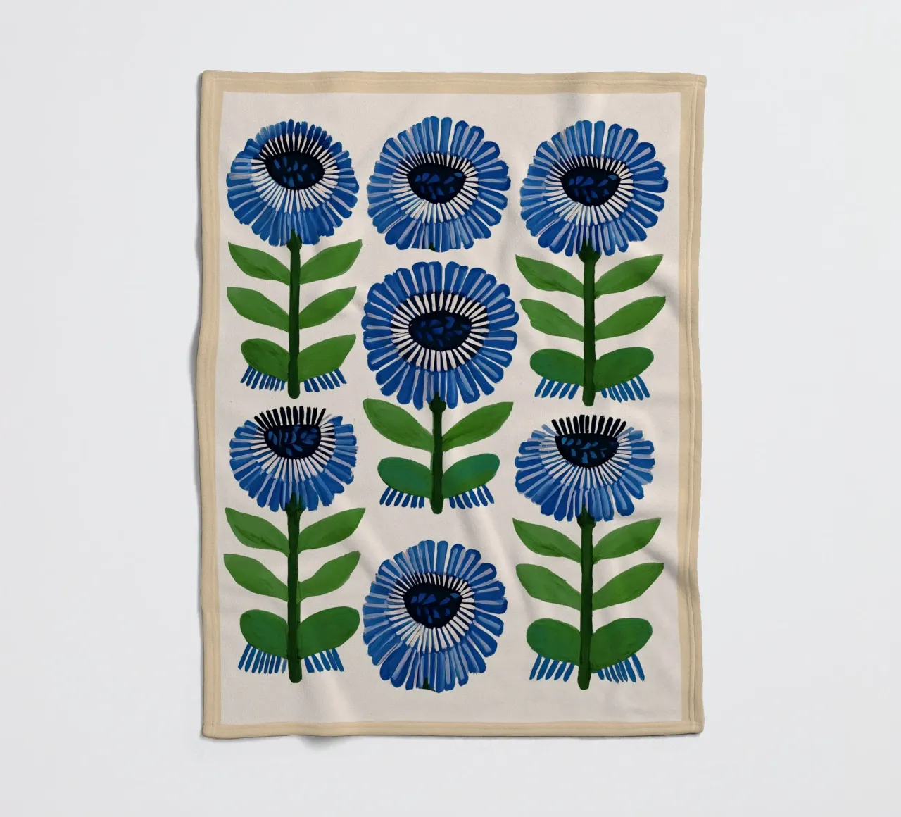 Arazzo Azure Bloom coperta in pile da Sienna Atelier