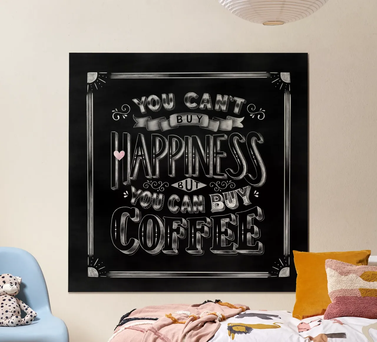 Kaffee Spruch. Glück. Kreidetafel Poster von CalliLetters
