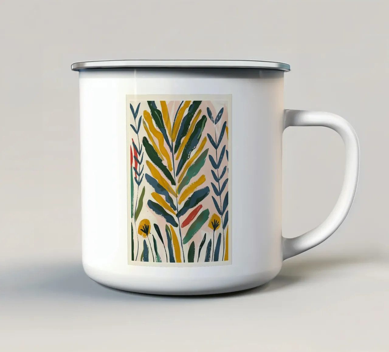 Foglie illuminate dal sole tazza in smalto da Sienna Atelier