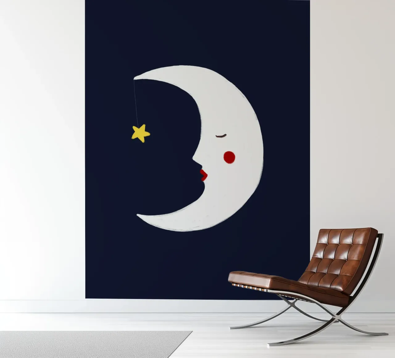 Maan fotobehang van Sophie Augustin Illustration