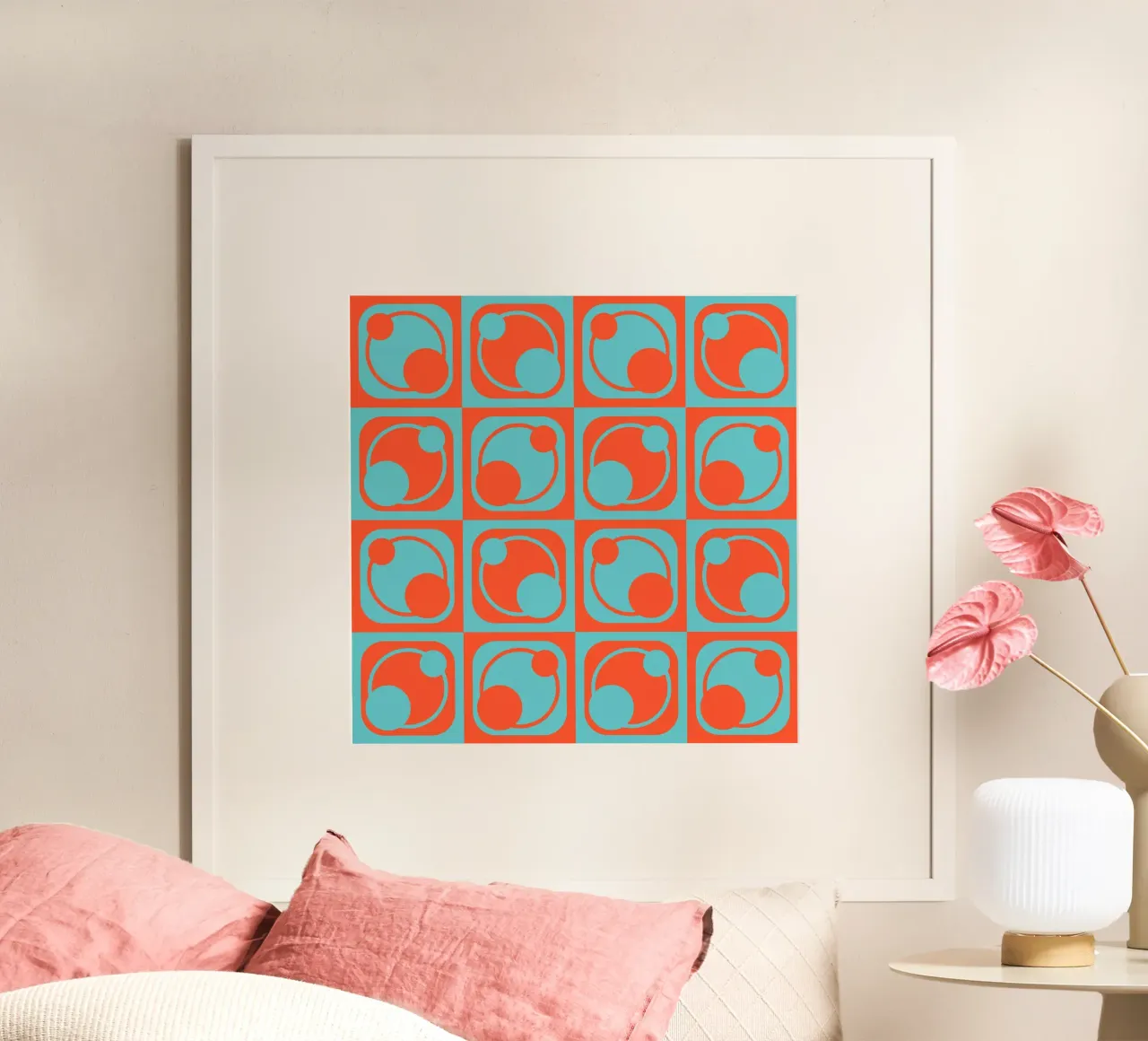1960s inspired abstract geometrical pattern poster con telaio in plastica da good-vibes