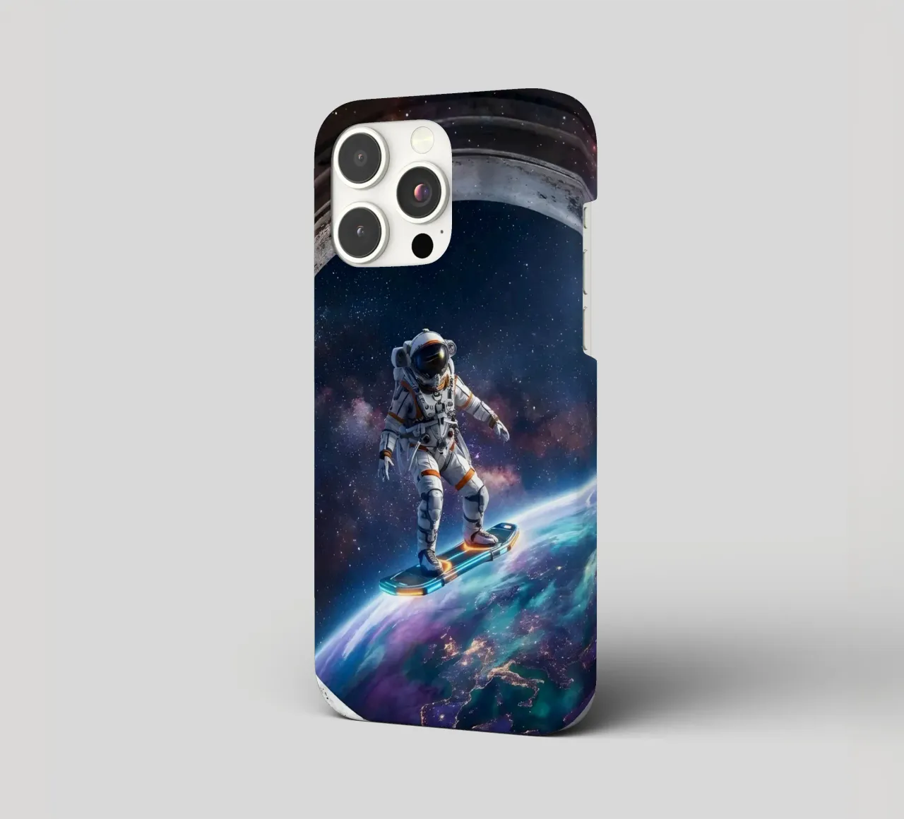 Astronaut Hoverboard in Space – Futuristic Sci-Fi Art Print iphone case by Dreamspace Visuals