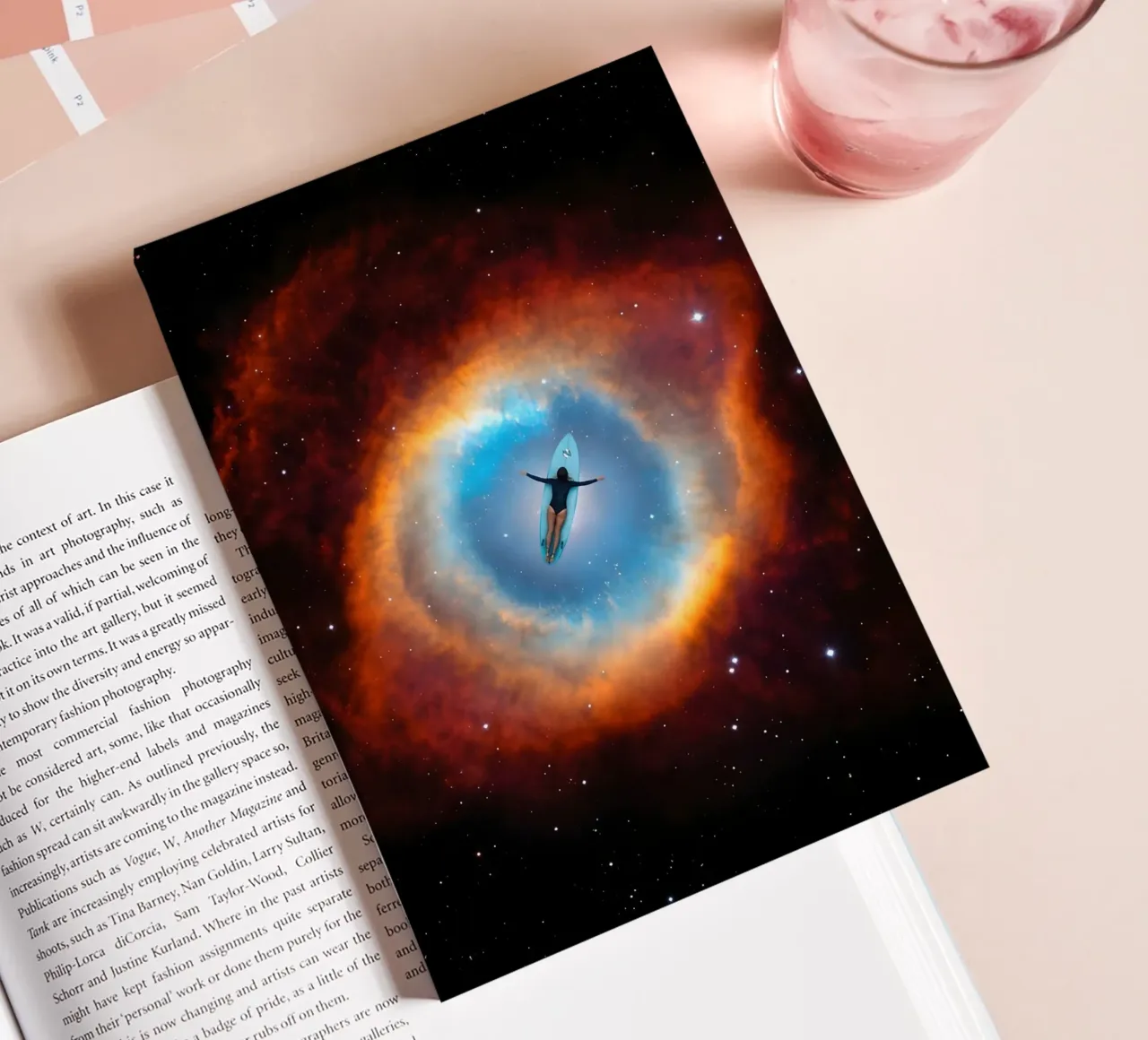 Surfer Floating Through Cosmic Nebula Portal notebook by Dreamspace Visuals