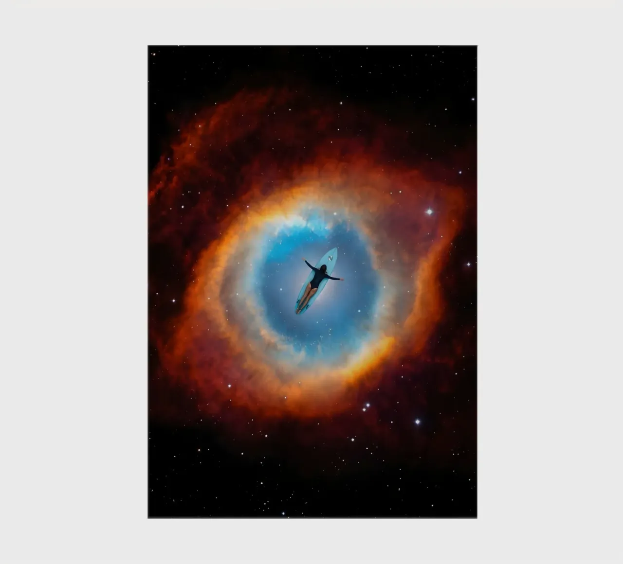Surfer Floating Through Cosmic Nebula Portal notebook by Dreamspace Visuals