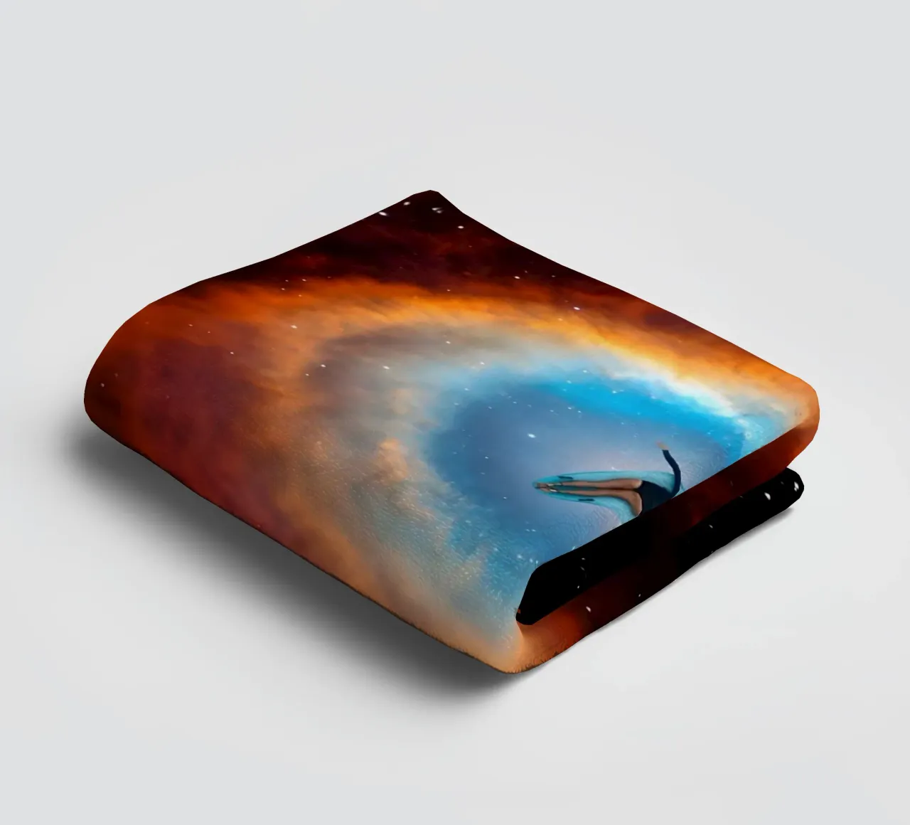 Surfer Floating Through Cosmic Nebula Portal towel by Dreamspace Visuals