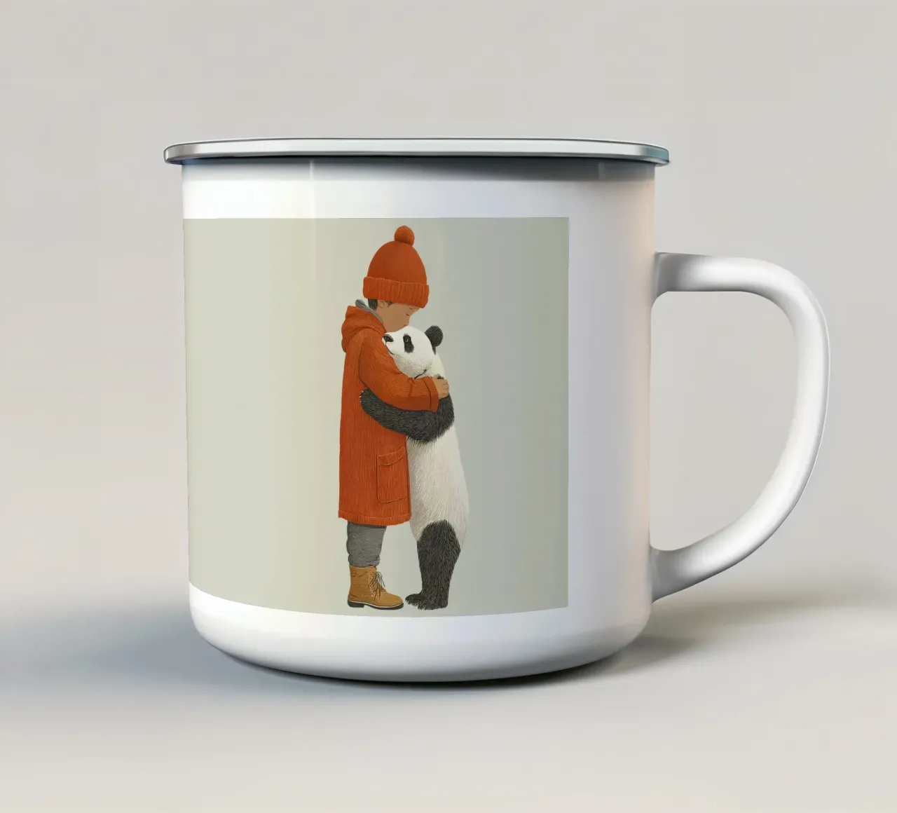 Ragazzo e panda tazza in smalto da Fearless Friends