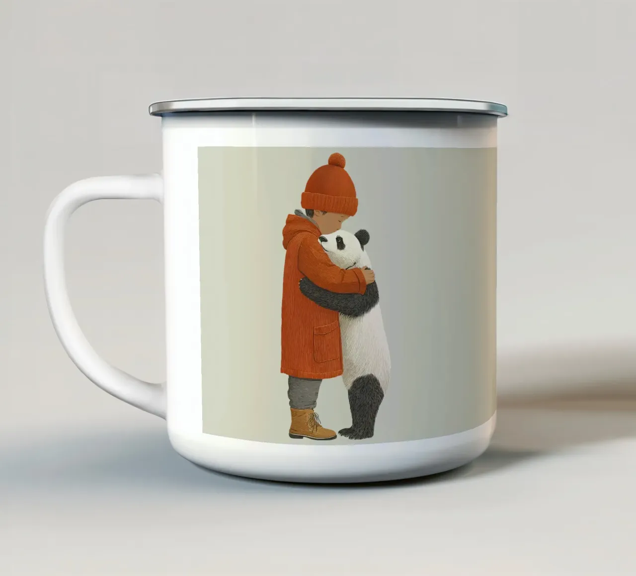 Ragazzo e panda tazza in smalto da Fearless Friends