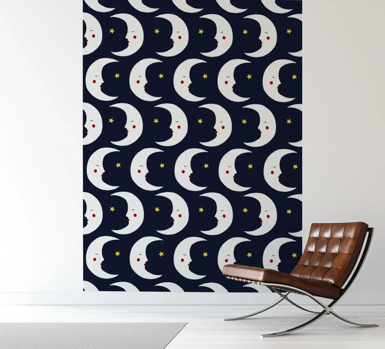 Moons pattern photo wallpaper by Sophie Augustin Illustration