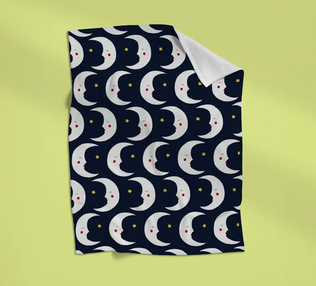 Moons pattern fleece blanket by Sophie Augustin Illustration