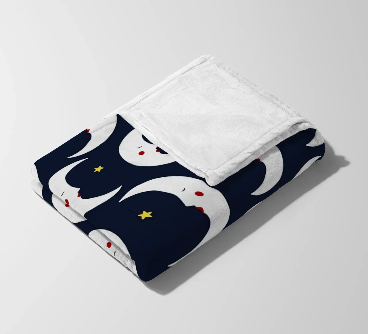 Moons pattern fleece blanket by Sophie Augustin Illustration