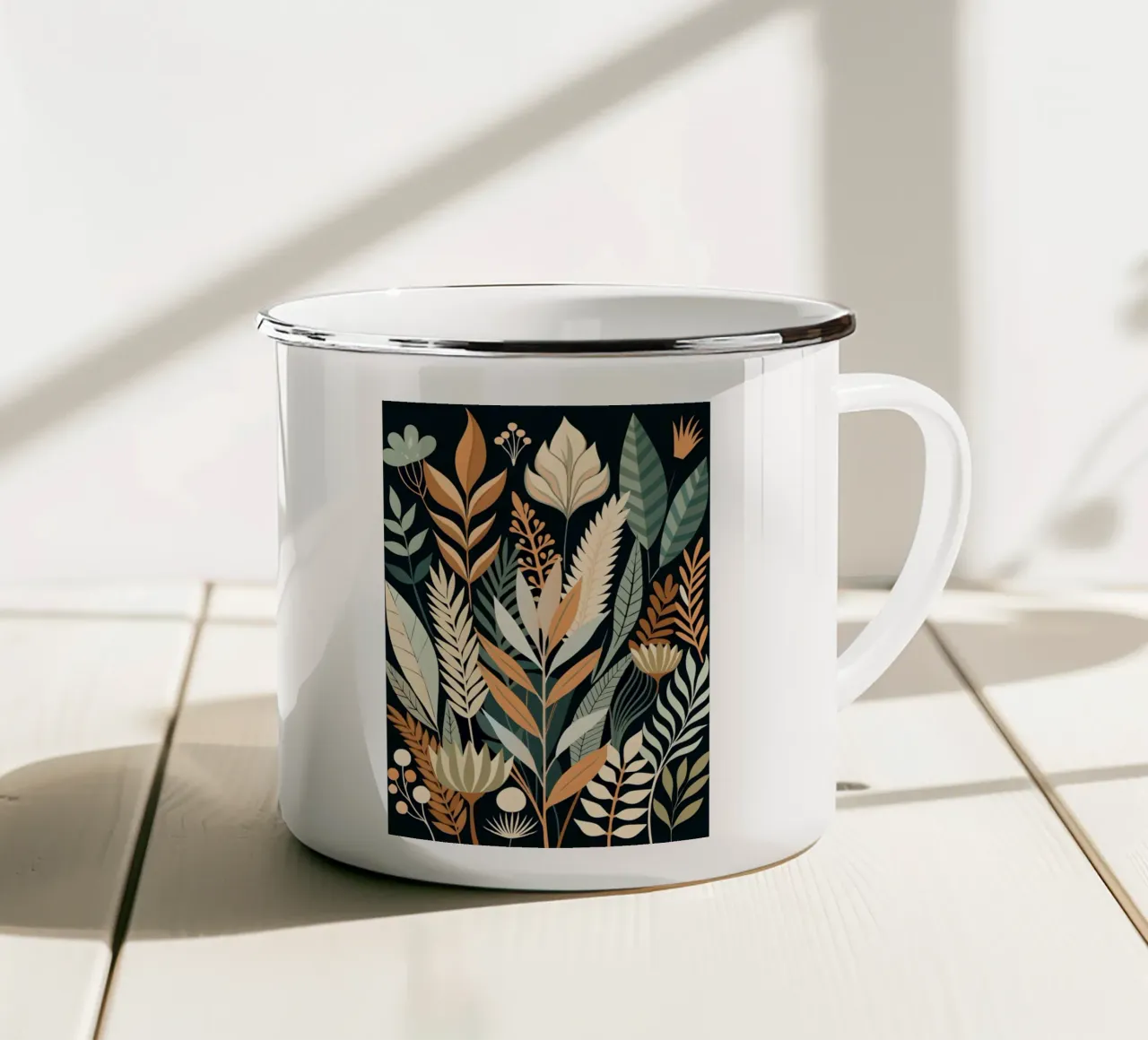 Herbstlicher Blumenteppich Emaille Tasse von Artistic-shop