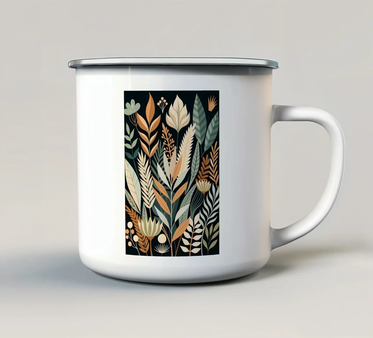Herbstlicher Blumenteppich Emaille Tasse von Artistic-shop