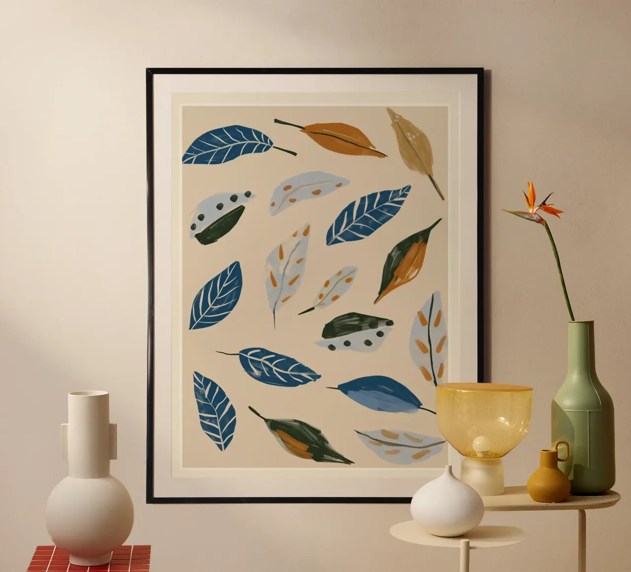 Soft Wind Leaf Scatter poster by Sienna Atelier