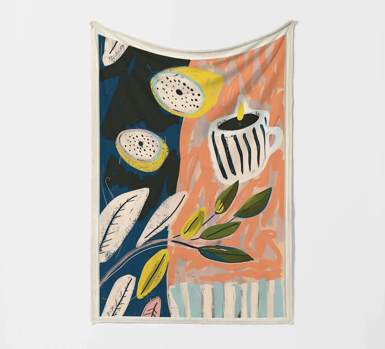 Zitrone hell & Streifen Fleecedecke von Sienna Atelier