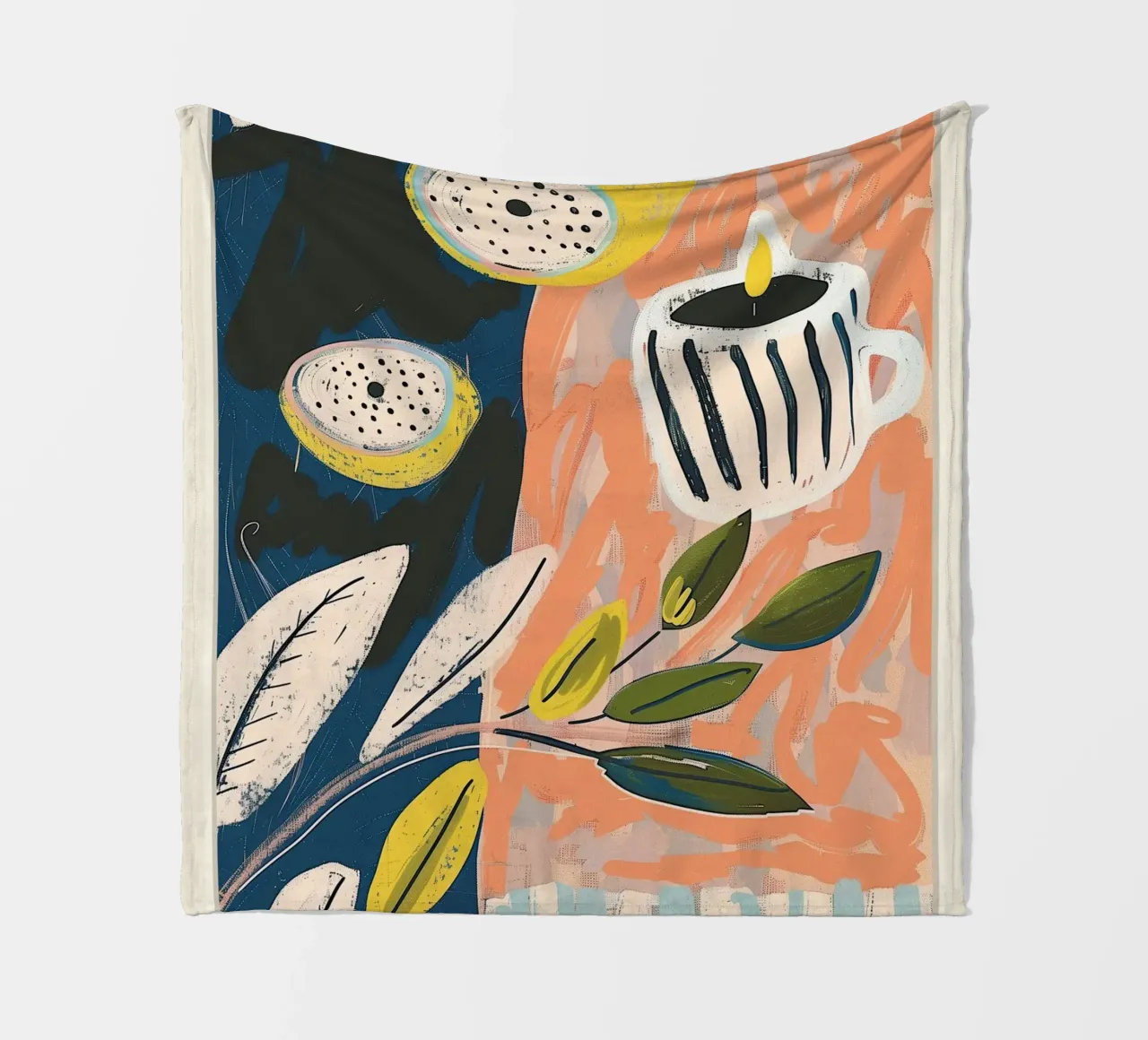 Zitrone hell & Streifen Fleecedecke von Sienna Atelier