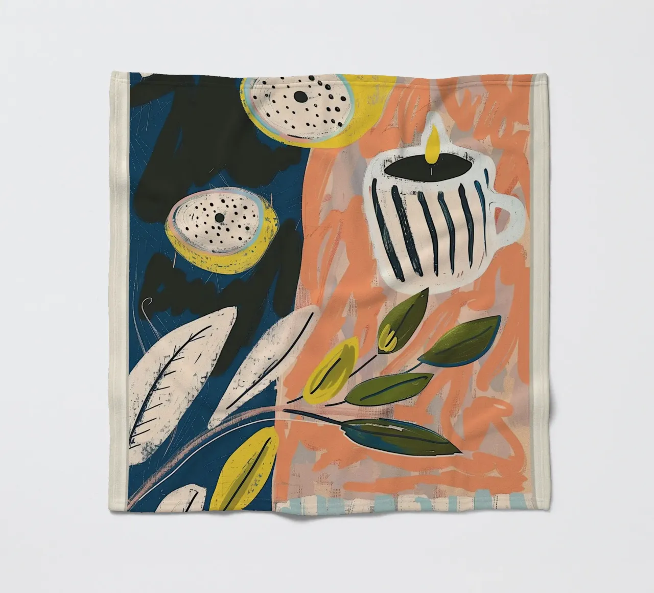 Zitrone hell & Streifen Fleecedecke von Sienna Atelier