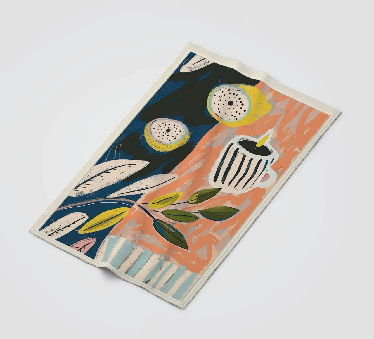 Zitrone hell & Streifen Fleecedecke von Sienna Atelier