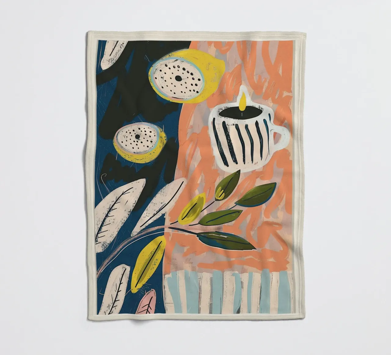 Zitrone hell & Streifen Fleecedecke von Sienna Atelier