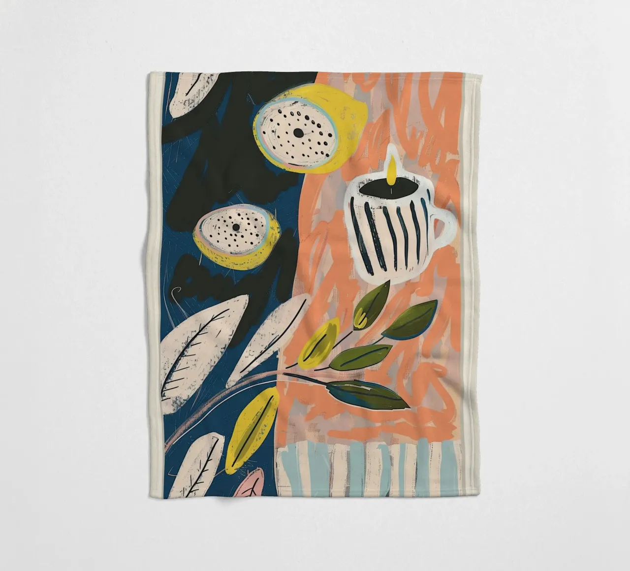 Zitrone hell & Streifen Fleecedecke von Sienna Atelier