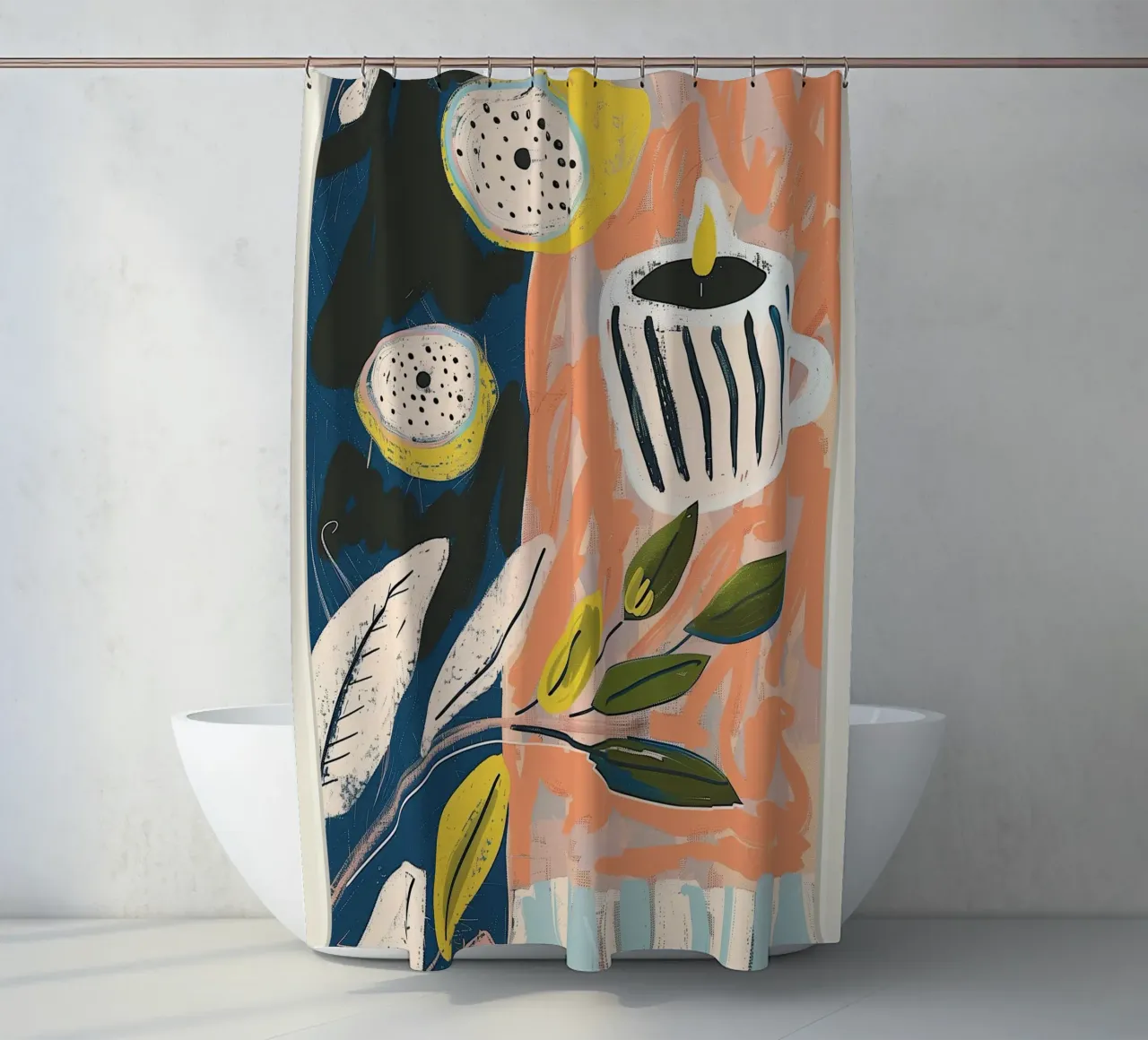 Zitrone hell & Streifen Duschvorhang von Sienna Atelier