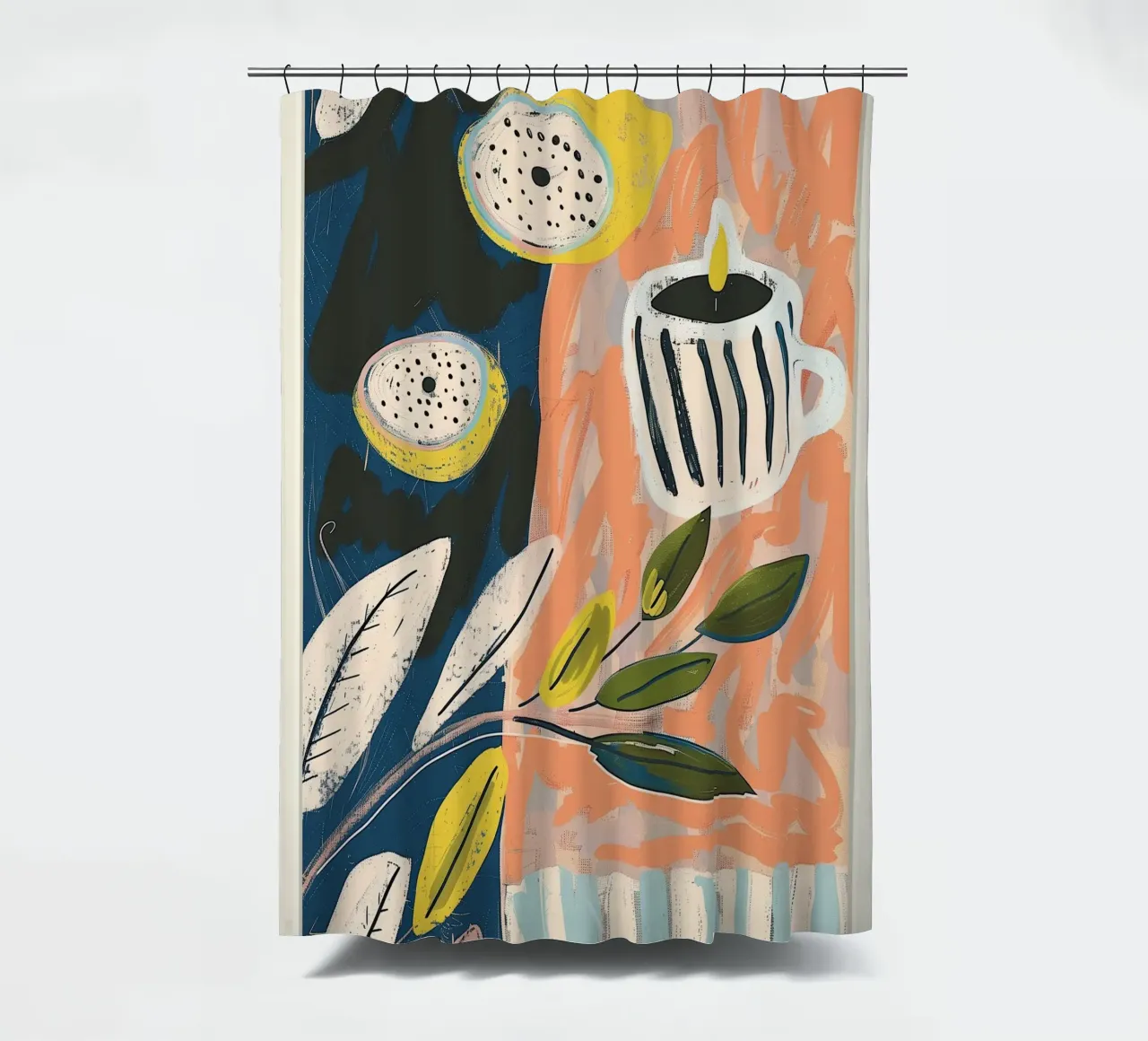 Zitrone hell & Streifen Duschvorhang von Sienna Atelier