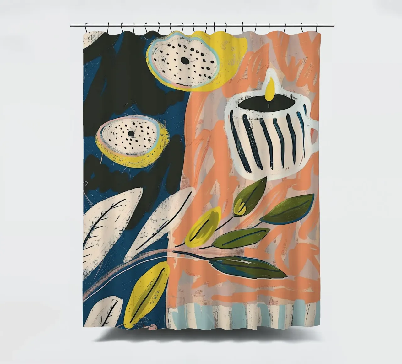 Zitrone hell & Streifen Duschvorhang von Sienna Atelier