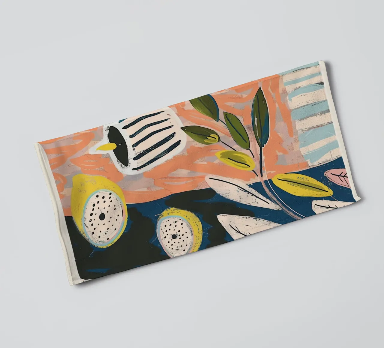 Zitrone hell & Streifen Handtuch von Sienna Atelier