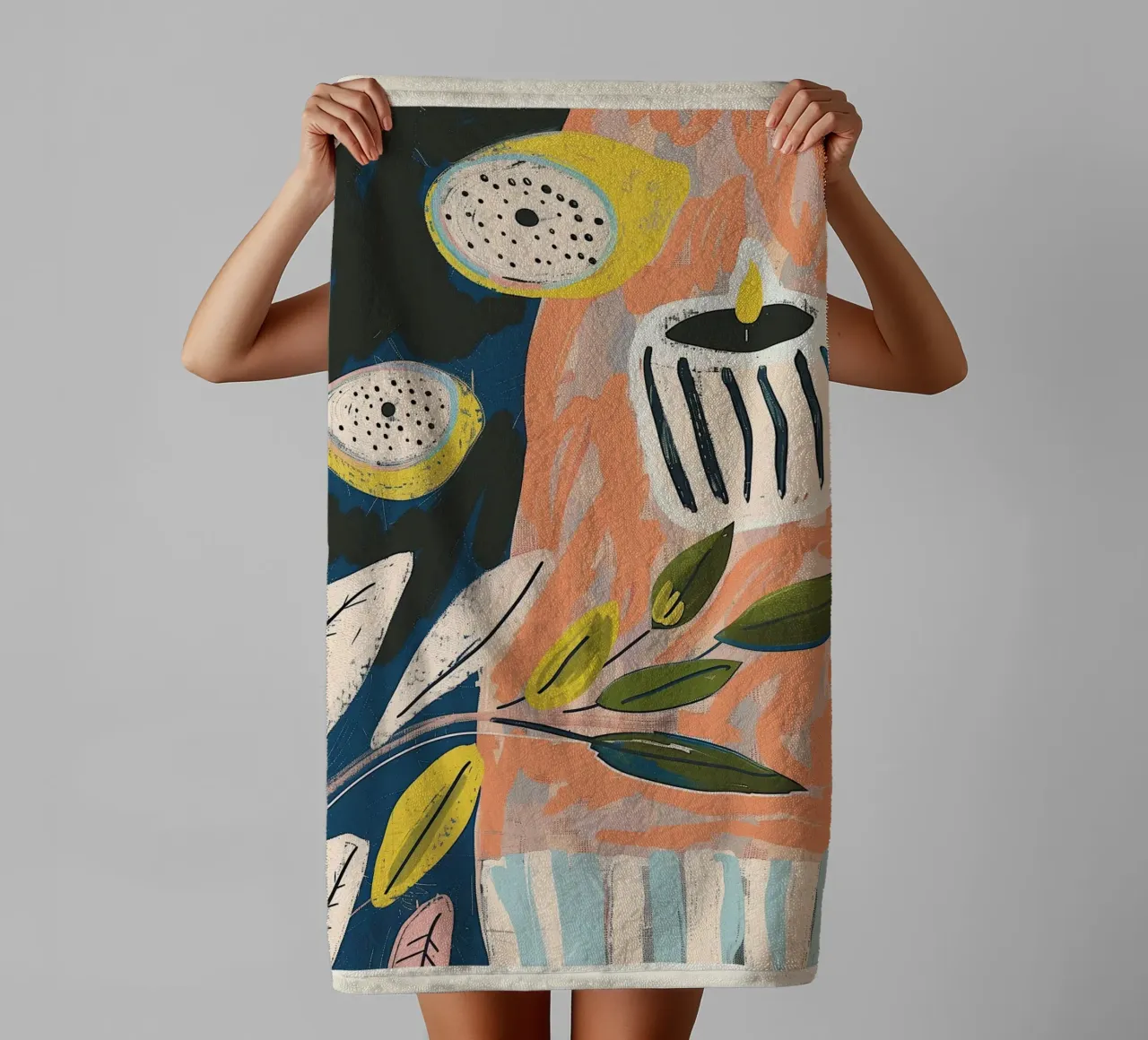 Zitrone hell & Streifen Handtuch von Sienna Atelier