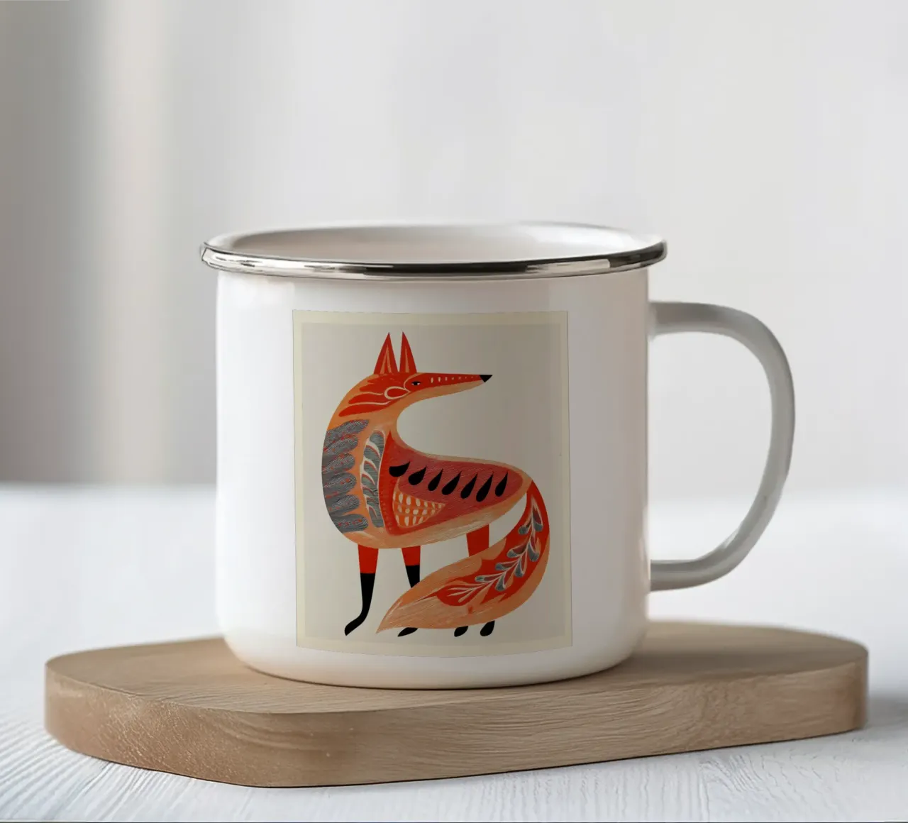 Volpe della foresta popolare tazza in smalto da Sienna Atelier
