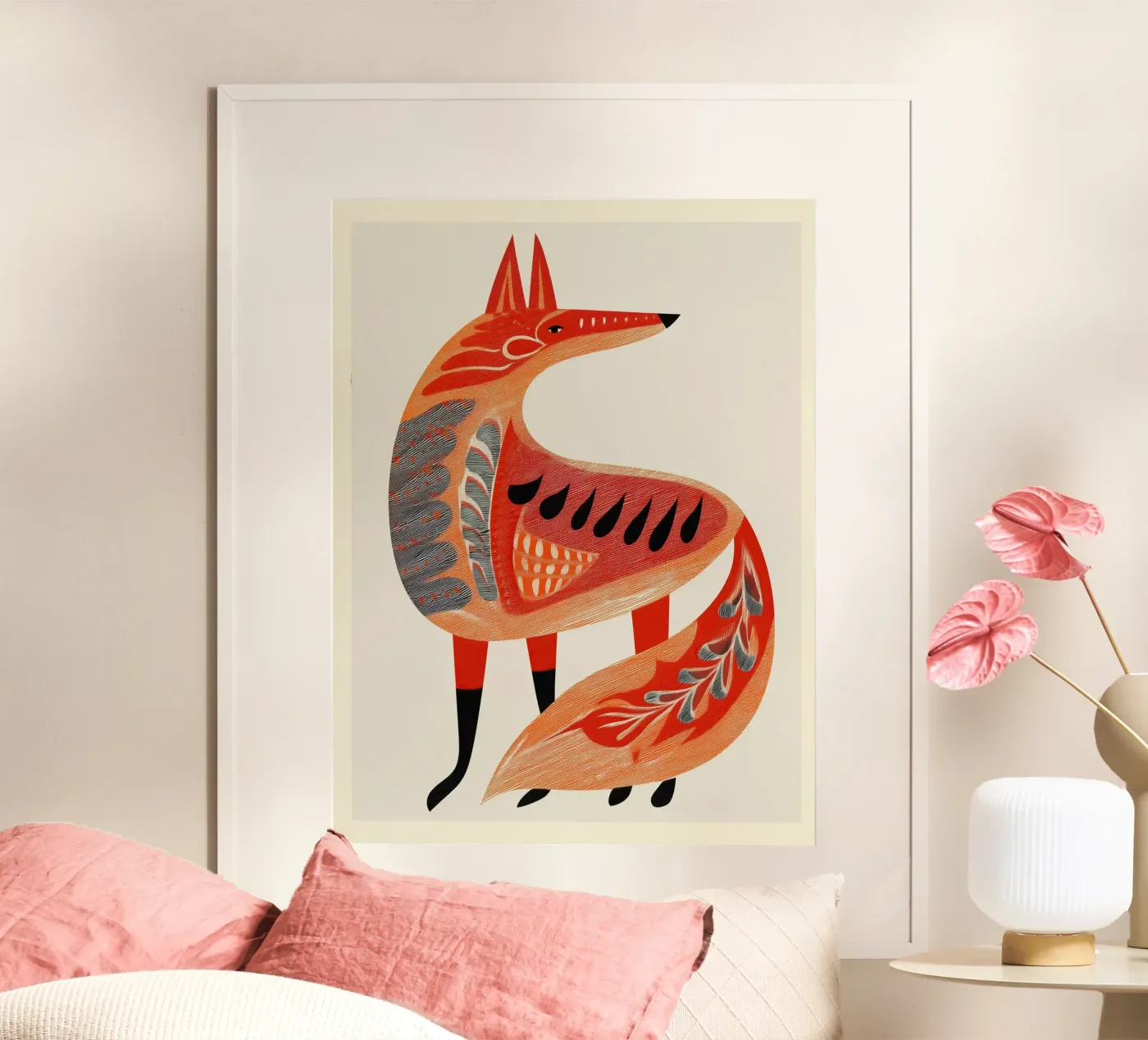 Folk Forest Fox poster by Sienna Atelier
