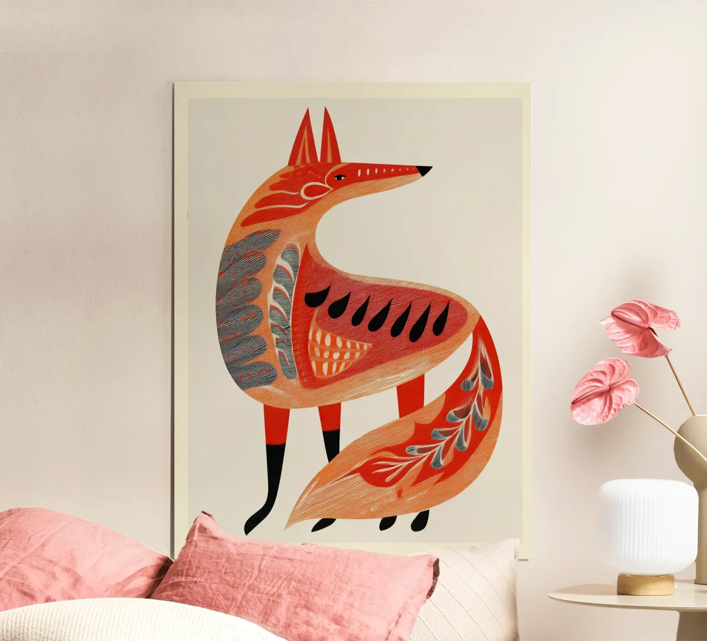 Folk Forest Fox poster by Sienna Atelier