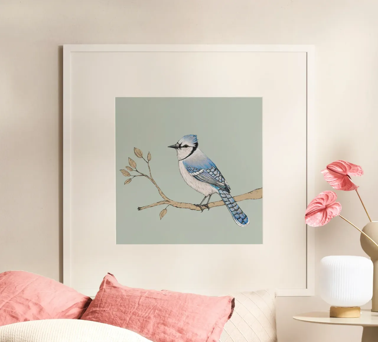 Ghiandaia azzurra poster con telaio in alluminio da BwiseLizzy