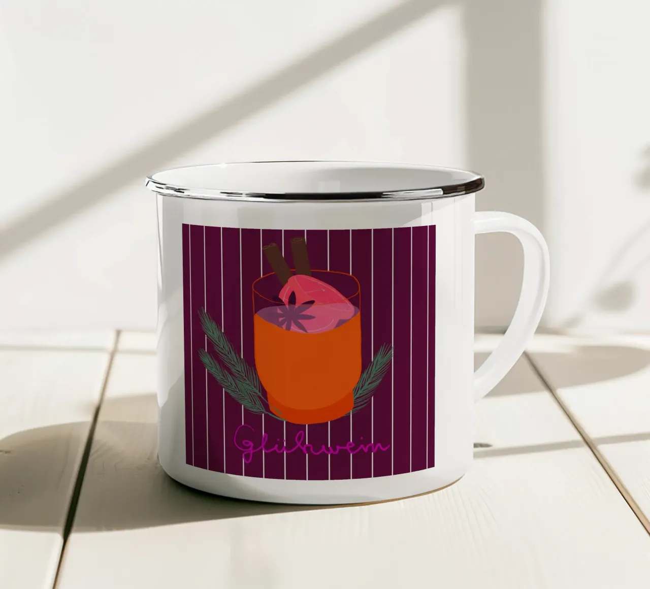 Striscia di bacche di vin brulé tazza in smalto da Sophie Augustin Illustration