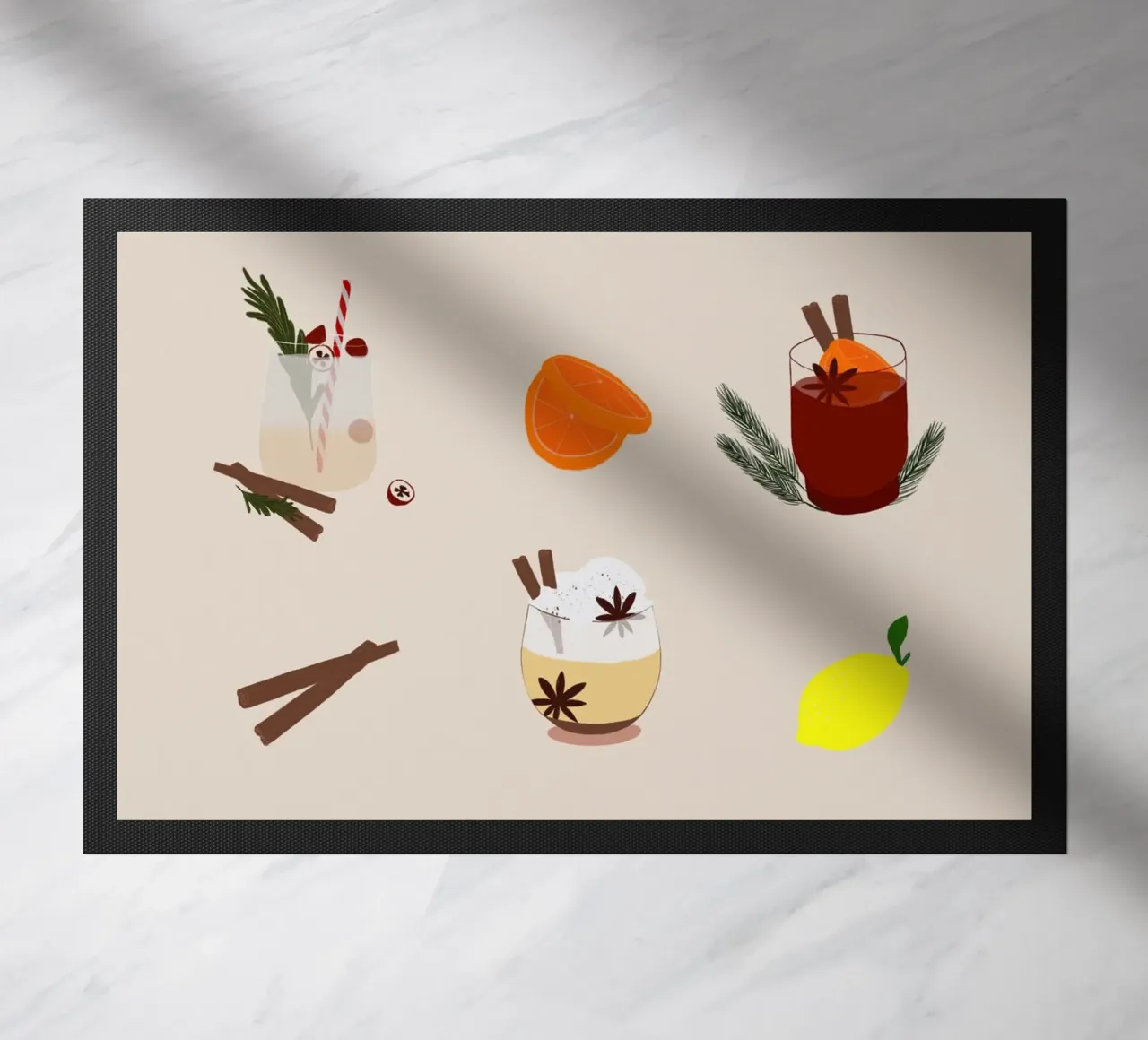 Winterdrinks deurmat van Sophie Augustin Illustration
