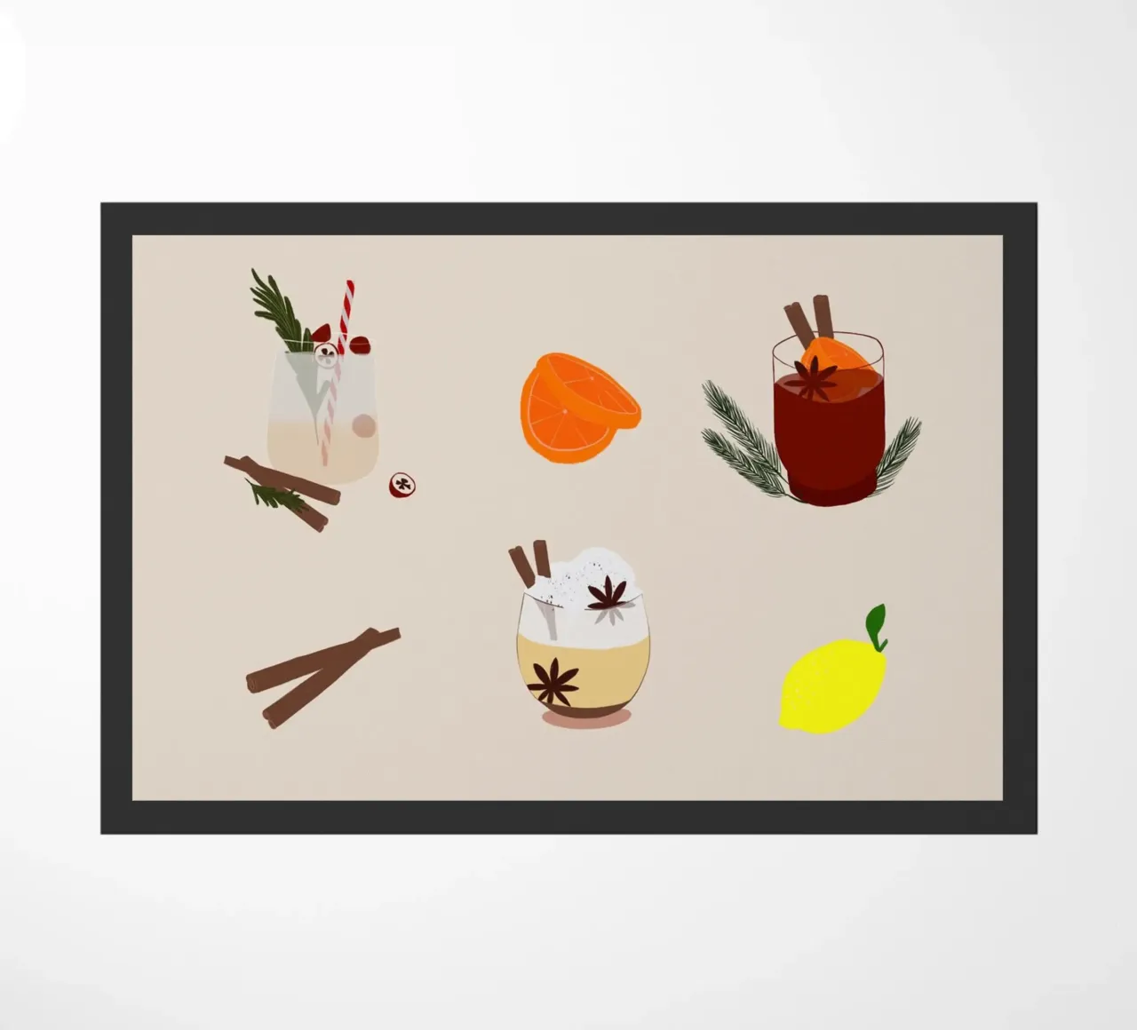 Winterdrinks deurmat van Sophie Augustin Illustration