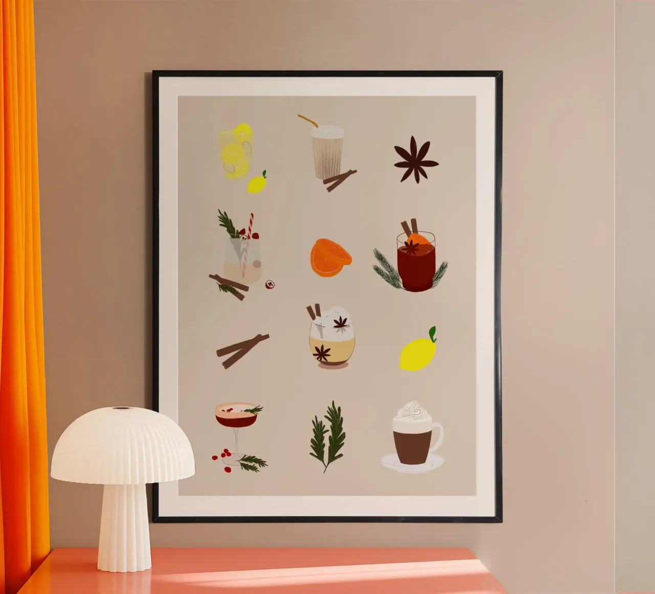 Winterdrinks poster van Sophie Augustin Illustration