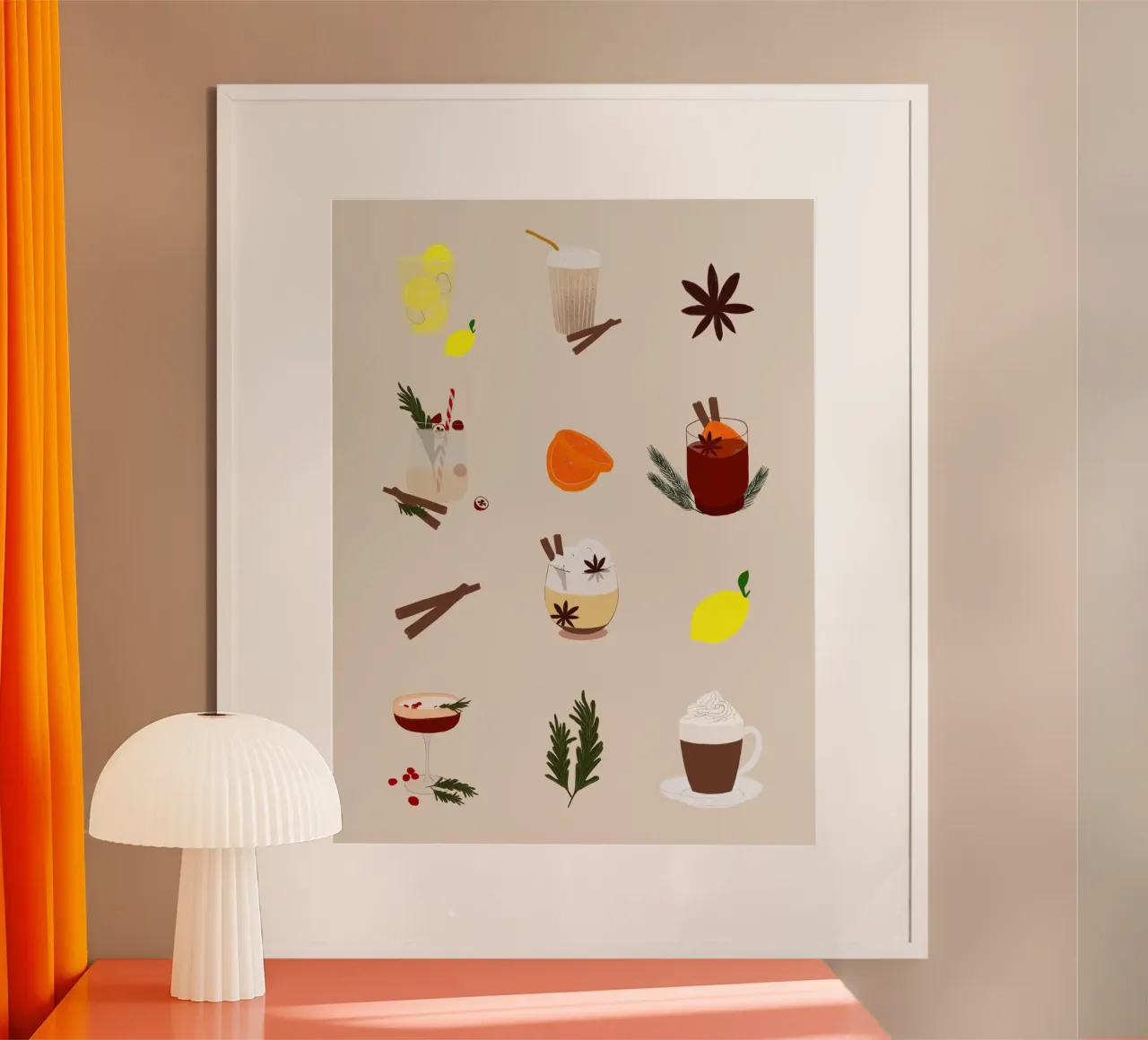 Winterdrinks poster van Sophie Augustin Illustration