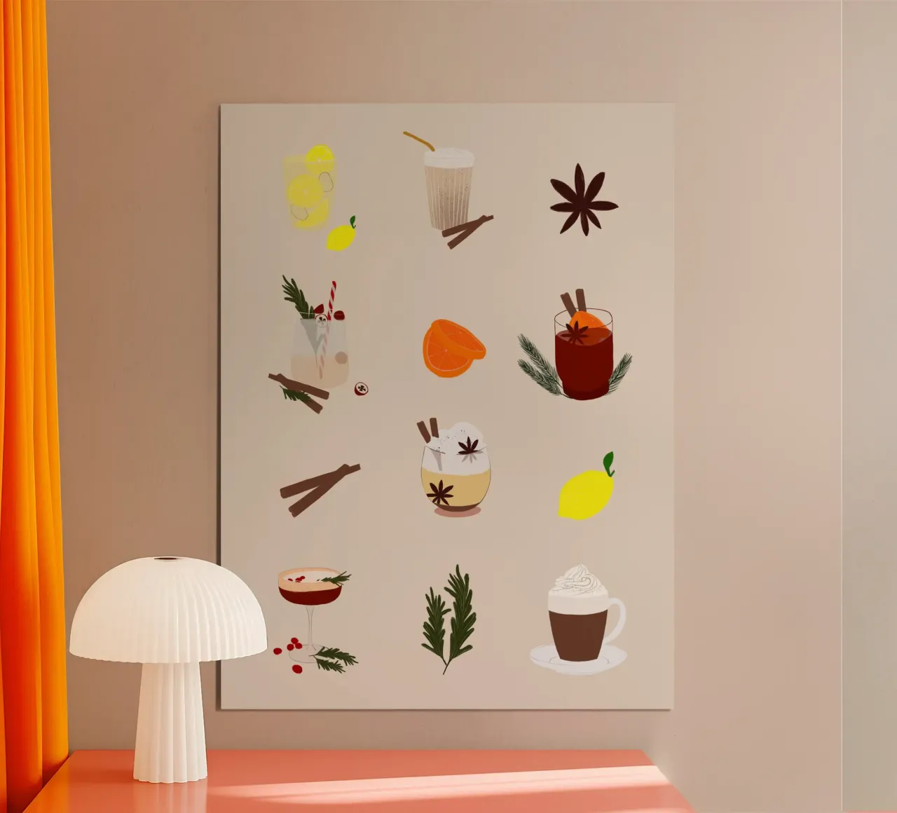 Winterdrinks poster van Sophie Augustin Illustration