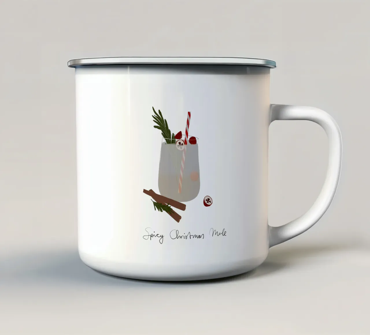 Mulo di Natale speziato tazza in smalto da Sophie Augustin Illustration