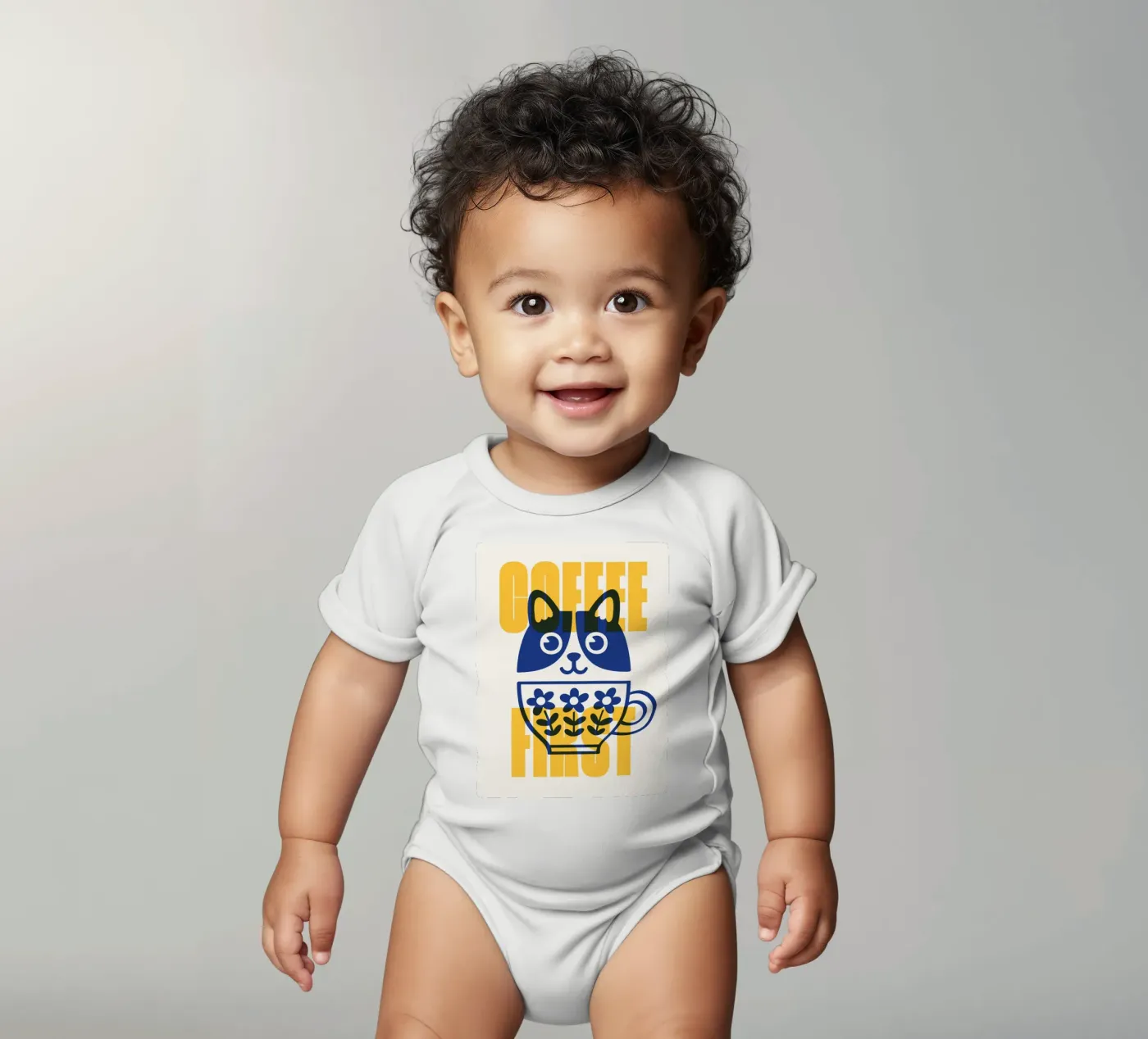 Coffee First! body bébé de Tamsen Design