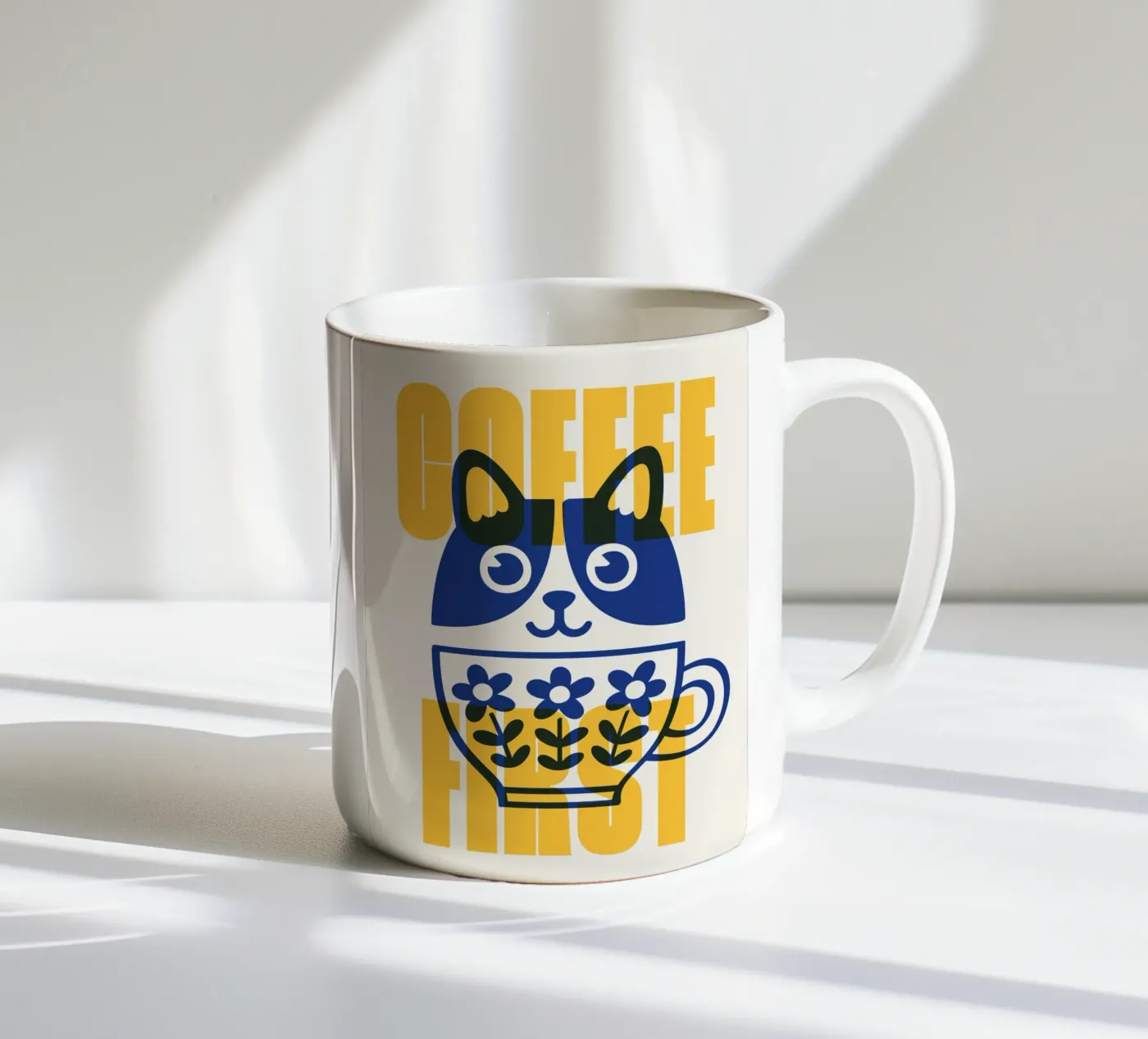 Coffee First! ceramic mug by Tamsen Design