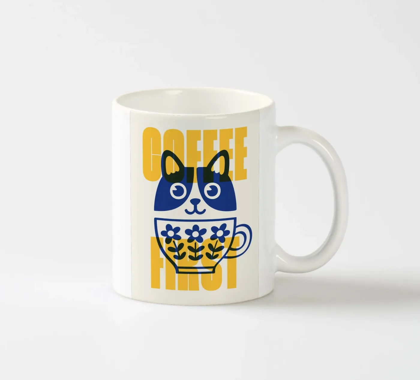 Coffee First! ceramic mug by Tamsen Design